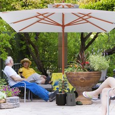 Image of 3x3(m) Wood Square Patio Umbrella Market Parasol Sunshade