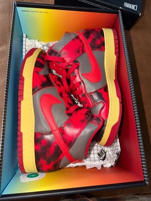 Size 9.5-Men Nike Dunk 1985 High SP Acid Wash University Red/Chile Red DD9404600