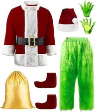 Christmas the Grinch Complete Costume Santa Claus Costume Adult SIZE: Large 