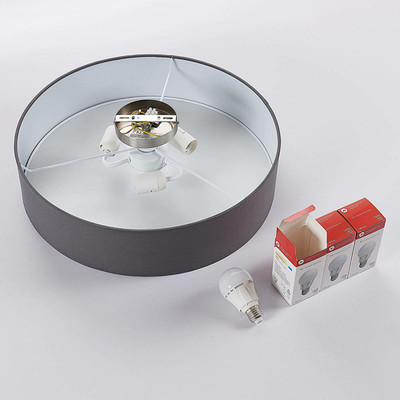 Lindby Deckenlampe Sebatin Deckenleuchte Lampe Leuchte mit E27-LED 50 cm grau