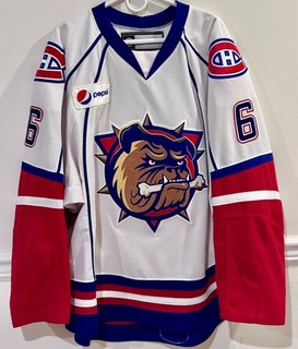 GAME WORN HAMILTON BULLDOGS AHL PRO HOCKEY JERSEY SIZE 56