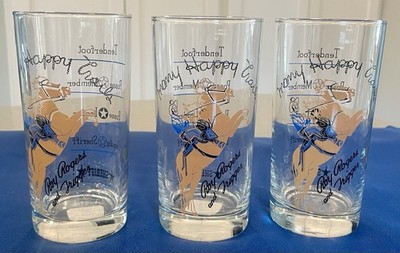 3 Roy Rogers & Trigger Happy Trails Drinking Glasses 12 oz