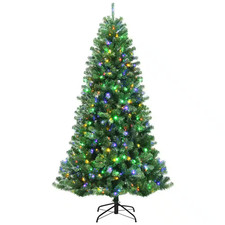 6 Ft. Pre-Lit Artificial Christmas Tree Hinged Xmas Tree with 9-Lighting Modes