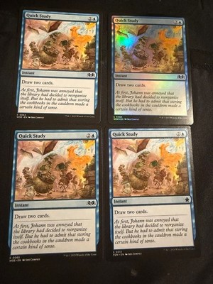 x4 Quick Study [3Wilds of Eldraine/1Foundations] 4x Magic MTG Cards LP