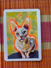 ACEO ORIGINAL HAIRLESS CAT SERIES 5/8 Gouache PAINTING kleptodog signed art — photo 3
