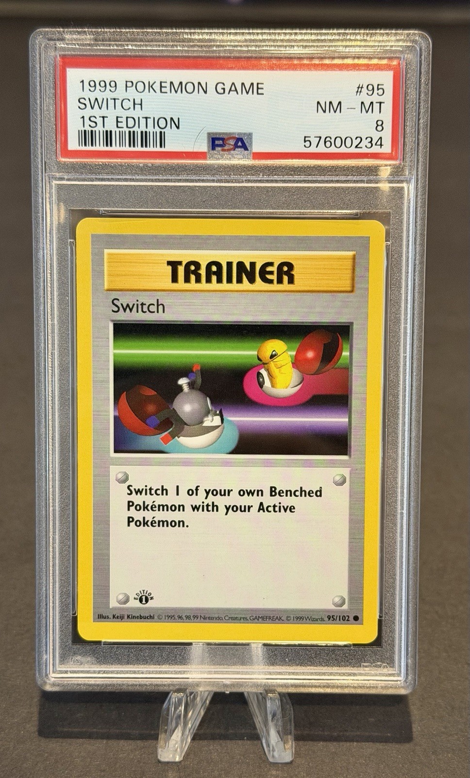 1999 Pokemon Game Base 1st Edition English Card - PSA 8 - Switch Trainer #95/102