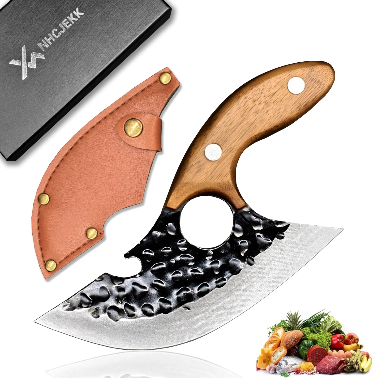 Chef Kitchen Knife,Hand Forged High Carbon Steel Cooking Cutting Knife, Non S...