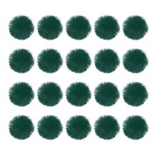 20Pcs Fluffy Soft Faux Fur Pom Poms for Hats with Elastic Loop, Dark Green