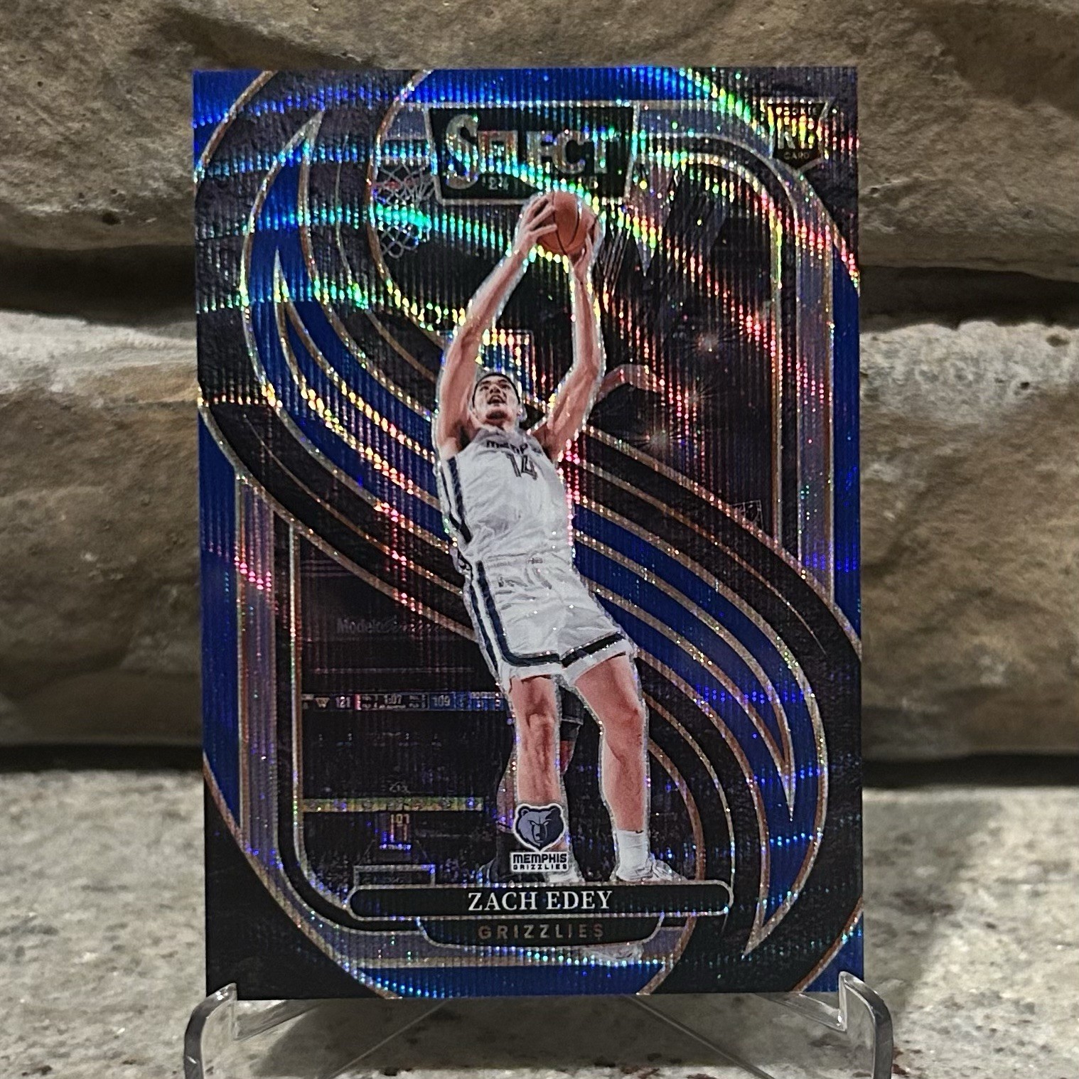 2024-25 Panini Select - Premier Level Zach Edey #192 Blue Wave Prizm /75 (RC)