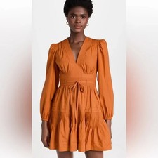 ULLA JOHNSON Rosalind Dress Saffron Rust Orange Size 2