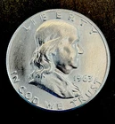 1963 Franklin Half Dollar. AU Condition as Pictured. 90% Silver.