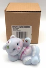 Fenton Blue Burmese Reclining Bear HP Flower Ladybug Figurine