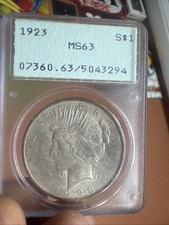 1923-P Peace Dollar PCGS MS63 OGH OG Holder Green Rattler Matte Purple Grape