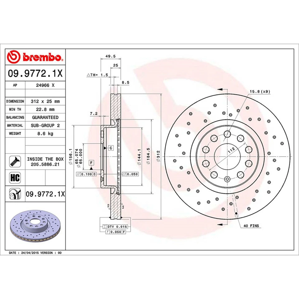 Kit pastillas freno rotores delanteros traseros Brembo Prime para Audi A3 Audi 2006-2009 Foto 2 de 4