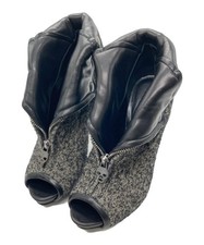 ALEXANDER McQUEEN Tweed Open-toe Pumps EU36.5 US6.5 Gray