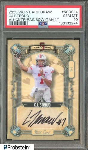 2023 WC 5 Card Draw Rainbow Tan CJ Stroud RC Rookie AUTO 1/1 PSA 10 GEM MINT