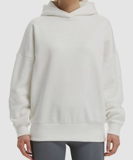 Reebok Women's White Lux Oversized Sweatshirt Hoodie Sweater Size S