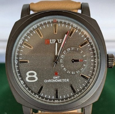 CURREN GMT Chronometer, mit neuer Batterie, Lederarmband