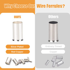 166PCS Wire Ends Ferrules Kit, 8 Sizes AWG 1/0 2/0 2 4 6 8 10 12 Silver Pla...
