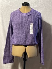 NWT Wild Fable Women's Cropped Boxy Pullover Sweater purple size Small