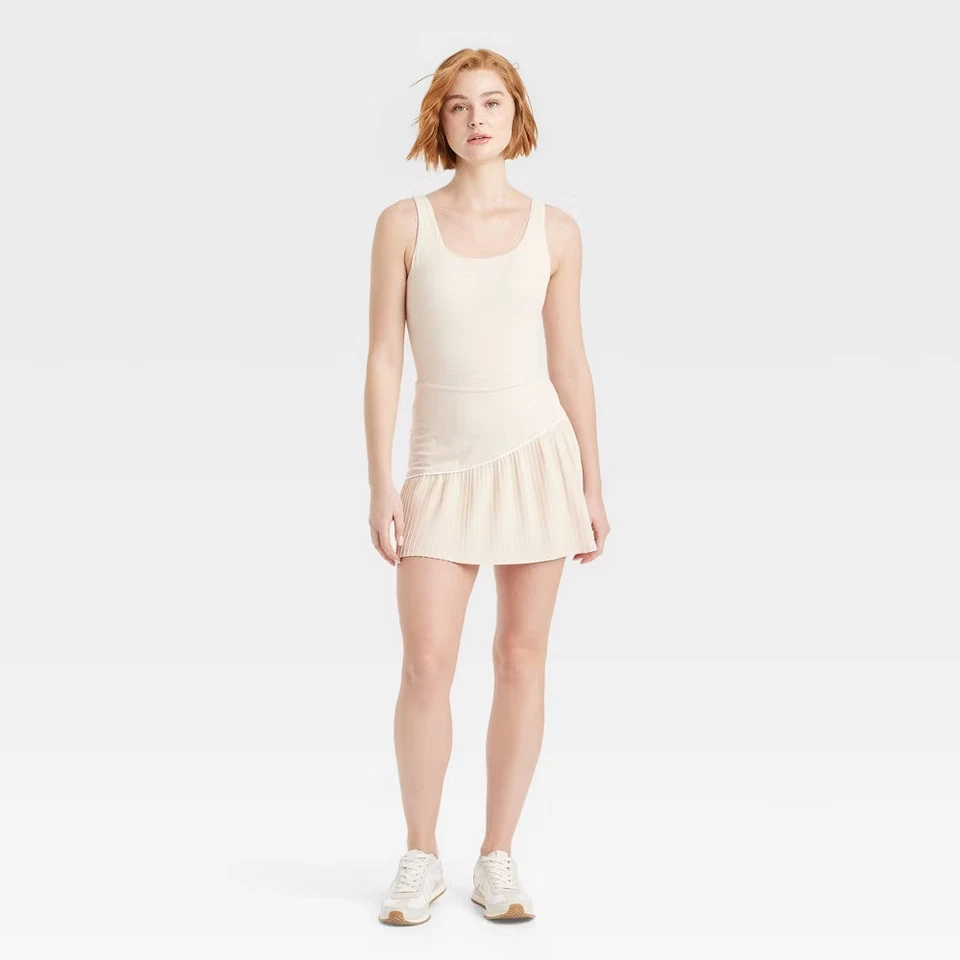 Women's Knit Asymmetrical Pleated Active Dress - JoyLab