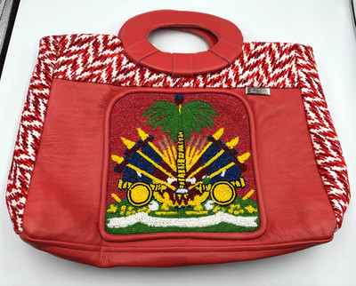 Jev Collection Leather Beadwork Tote Bage Made in Haiti