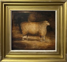 Antique Painting: Old English Ewe , Oil On Board , Framed