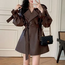 Brown Leather Jacket Womens 2025 Korean Fashion Jacket Autumn Windbreaker Coats