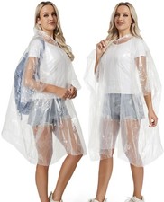 4 Pack Disposable Rain Ponchos Family Pack for Adults - Emergency Rain Poncho...