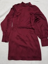 Express Red Sating Mock Neck Ballroom Women XS