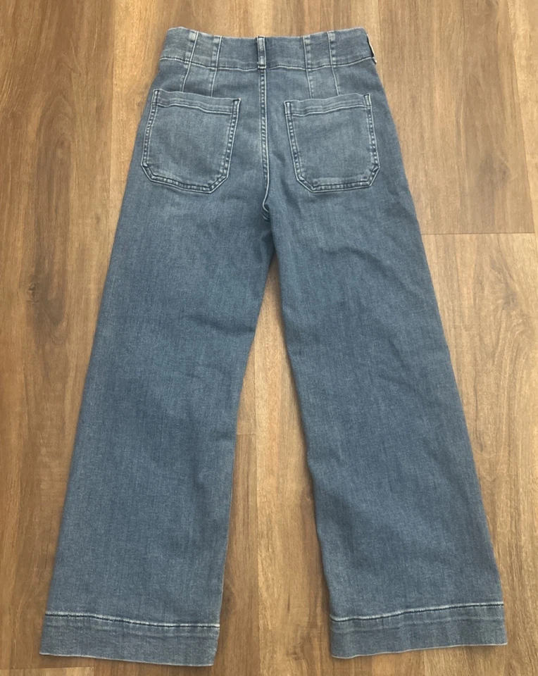 Pantalones de mezclilla Anthropologie Maeve The Colette recortados tiro alto pierna ancha talla 25 Foto 4 de 4