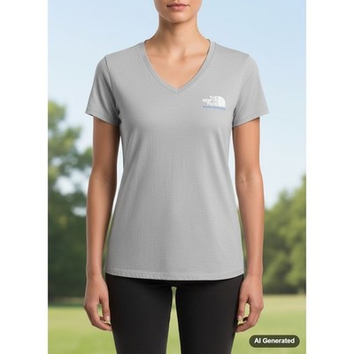 The North Face Women's Gray Protect Bears Ears V-Neck T-Shirt Large L