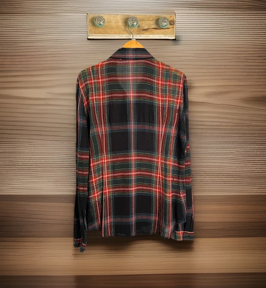 Burberry Brit Women's XL Tartan Plaid Long Sleeve Button Down Blouse - Image 3 of 4