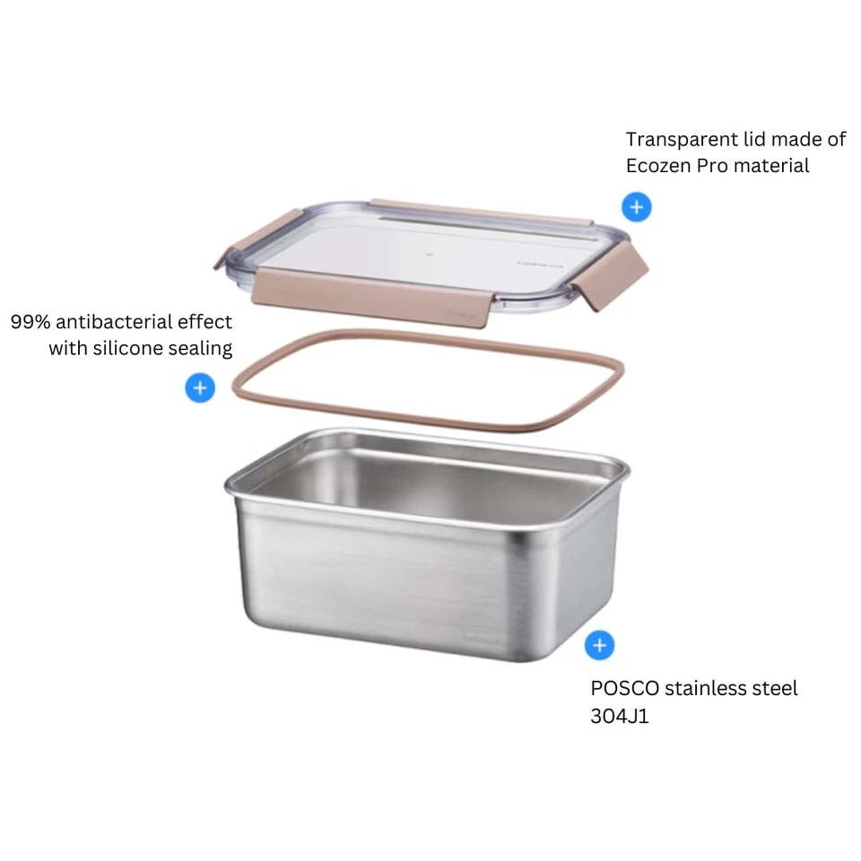 Contenedor de almacenamiento de alimentos de acero inoxidable LocknLock - hermético, a prueba de fugas, Stac... Foto 4 de 4