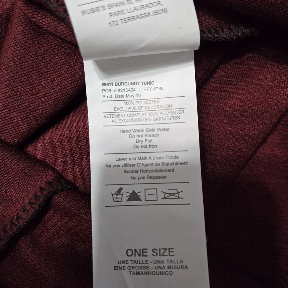 Disfraz Rubíes Talla Única Mujer Borgoña Túnica Vestido Dorado Foto 3 de 4