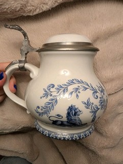 Vintage Rein Zinn German Ceramic Pewter Lidded Beer Stein SCHROBENHAUSEN