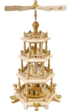 16799 - Richard Glaesser Pyramid - 4 tiers - Snowmen, Church, Animals - 22.5"H x