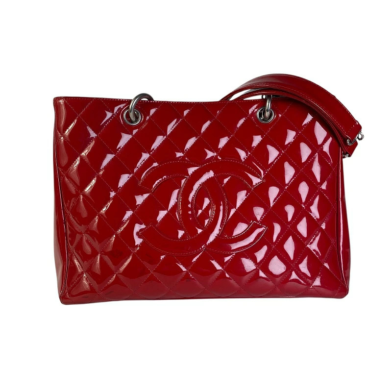 Chanel GST Enamel Patent Leather Red Tote Bag A7547