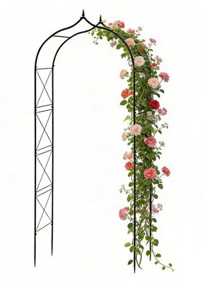Garden Arbor 8Ft Arch Trellis for Climbing Plants Heavy Duty Thickened Metal ...