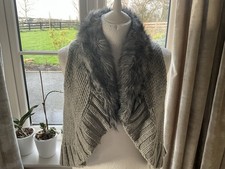 Marks & Spencer  Light Grey Gilet With Faux Fur Collar Size S/M