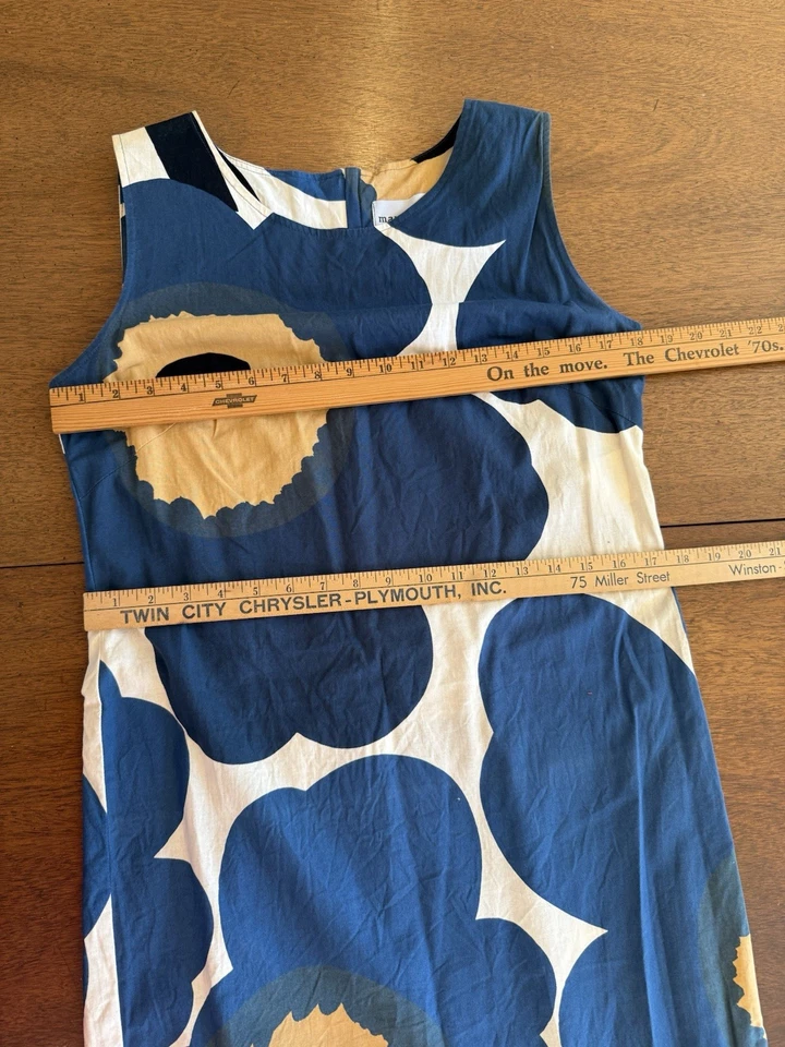 Vestido Marimekko 40/12 Vestido sin mangas Azul Unikko Estampado de Flores Foto 3 de 4