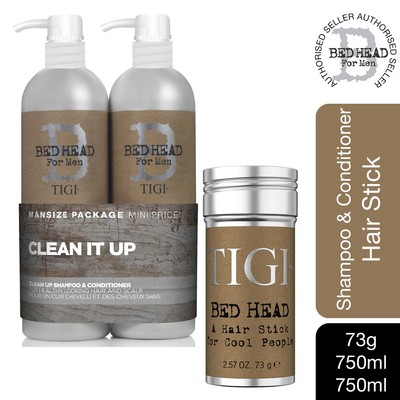 Bettkopf für Herren von TIGI Herren Shampoo, Conditioner & Haarwachs Stick Set