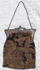 ANTIQUE 1920  S BIRD  FLORAL TAPESTRY PURSE 