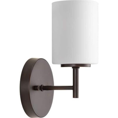 Progress Lighting Replay Antique Bronze Etched White Glass Bath Vanity Light
