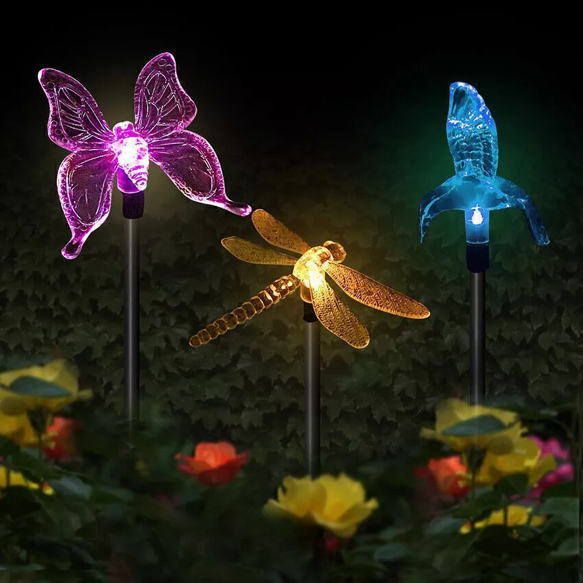 Solar Garden Lights Bird Butterfly Dragonfly Lights Outdoor