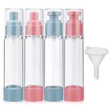 Pwsap 4 Pack 1.7 oz (50ml) Vacuum Travel Bottles, Upgraded Refillable Dispens...