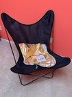 Vintage Mid Century Butterfly Canvas and Metal Chair 