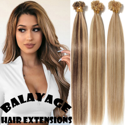 Nail U Tip 100% Remy Human Hair Extensions Pre Bonded Keratin Fusion//Highlight