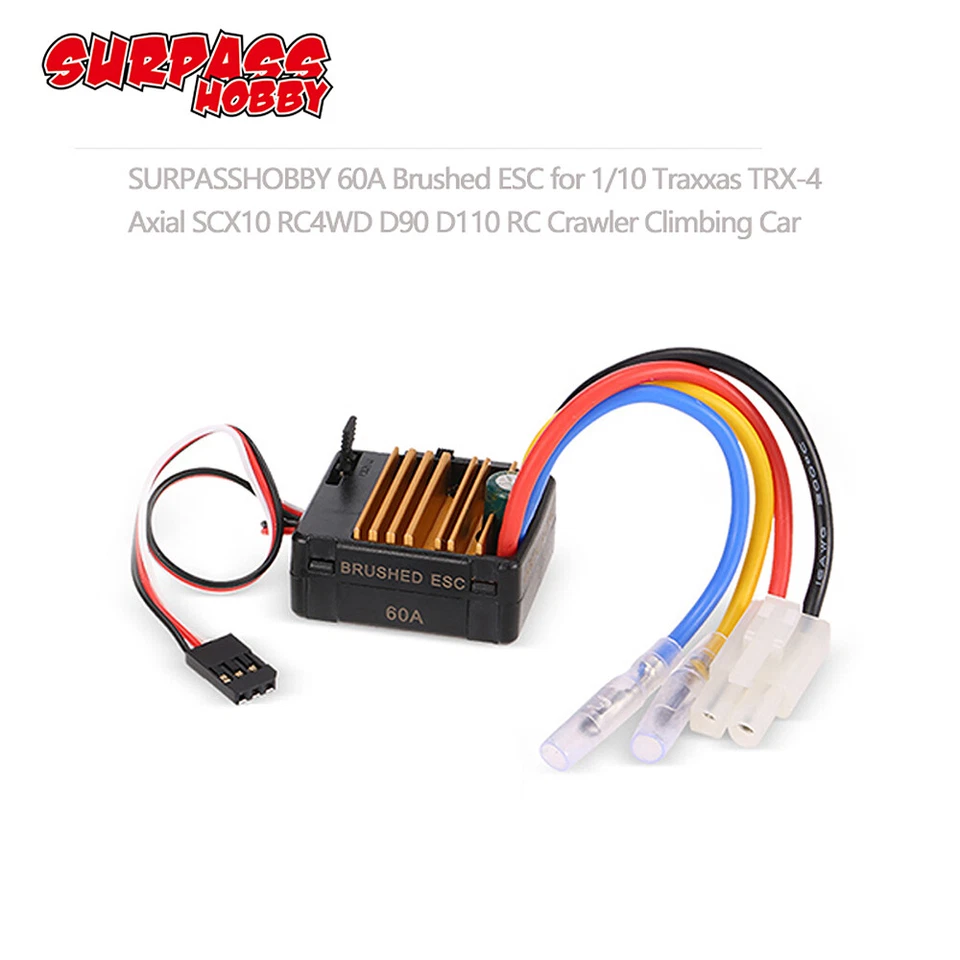 SURPASS HOBBY 60A Brushed ESC for 1/10 RC Tamiya Traxxas Wltoys 540 550 Motor - Image 3 of 4