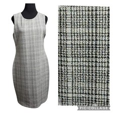 CALVIN KLEIN DressStretch Black White Check Print Sheath Midi Size 12 Career